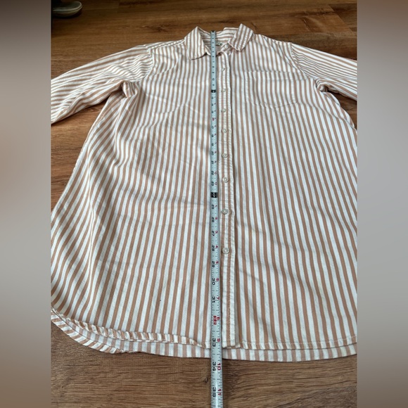 Aerie women’s oversized boho button down striped shirt MEDIUM cotton beachy - Picture 8 of 11